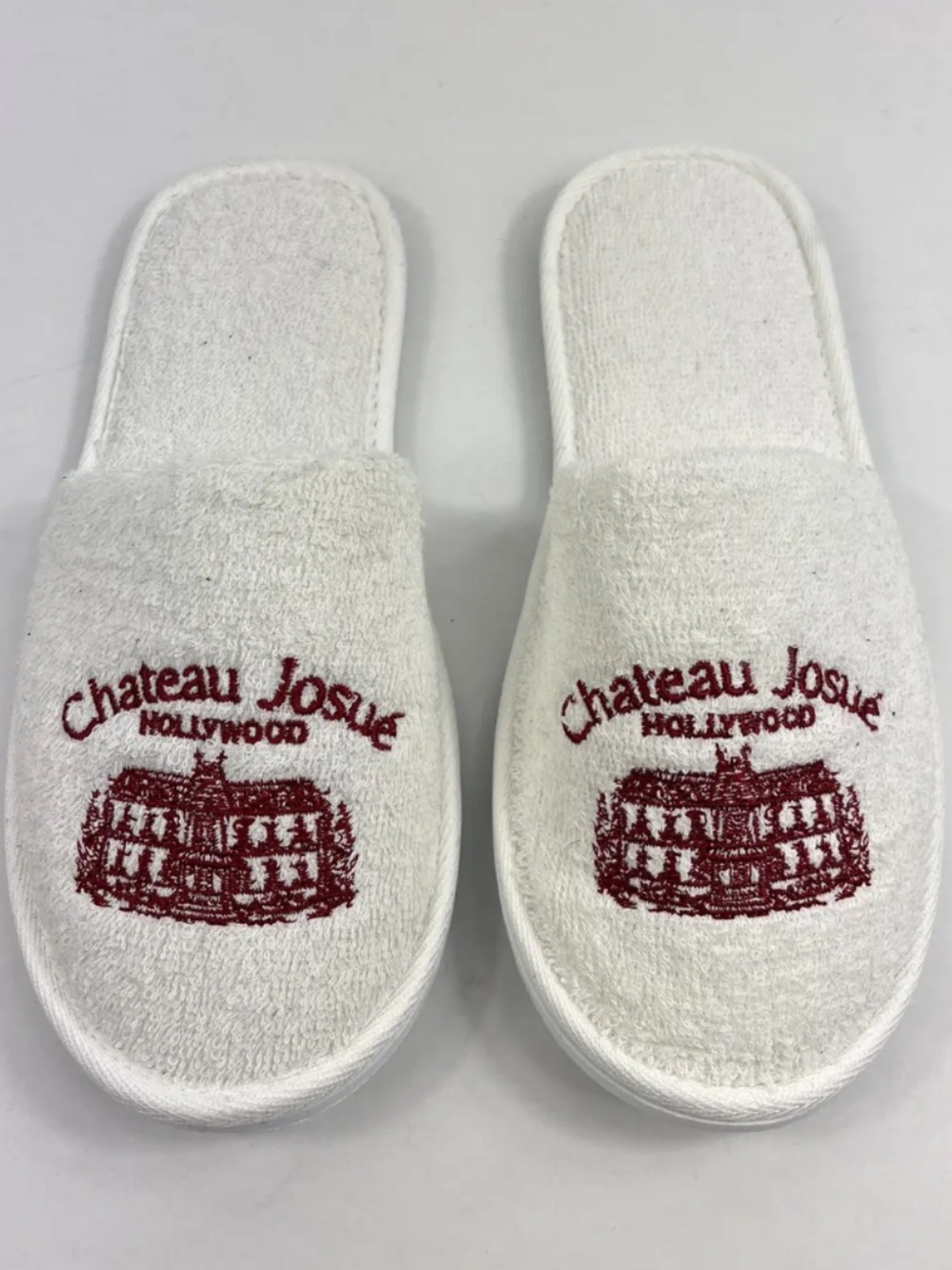 Gallery Dept White Terry Cloth Slip-On Slippers with Red Embroidered Logo